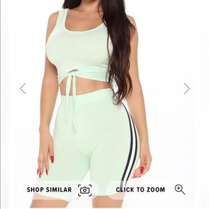 Mint biker short set